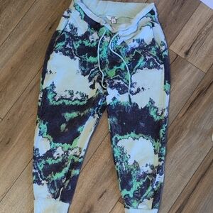 JoyLab Green and Black Track Pants with Artistic Design